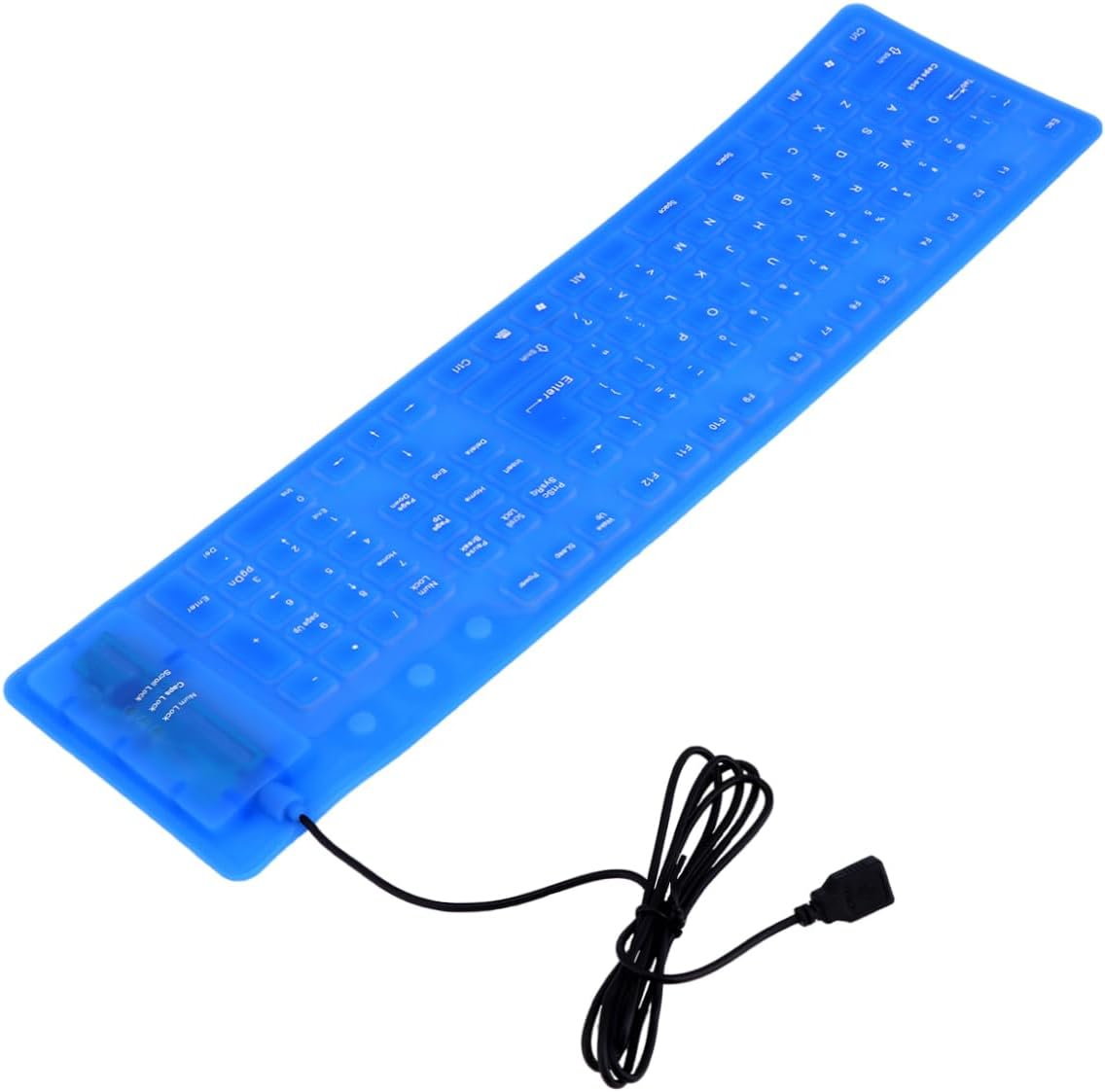 Gatuida Foldable Silicone Keyboard 109-key Ultra Thin Quiet Wired USB Rollup Keyboard for Travel and Office Use Blue Portable External Washable