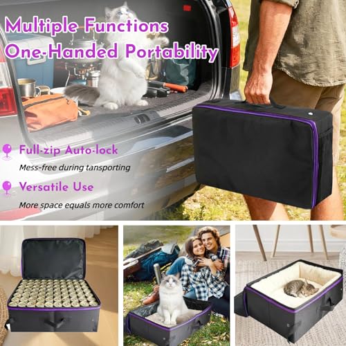 Image of 20x14x6.5 Inches, Large Portable Cat Travel Litter Box with Zipped Lid & 10 Liners, Leak-Proof, Lightweight, Sturdy & Waterproof and Foldable Travel Cat Litter Box for Hotels, Car, & Camping