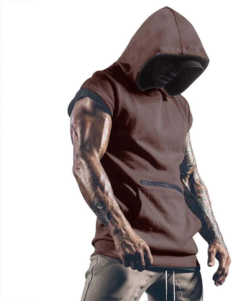 Cicilin Men's Workout Sleeveless Hoodies Athletic Tank Tops Sports Fitness Muscle Vest