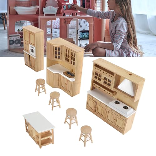 1:12 Conjunto de Móveis de Casa de Bonecas de Madeira, Armário de Casa de Bonecas, Prateleira de Exi