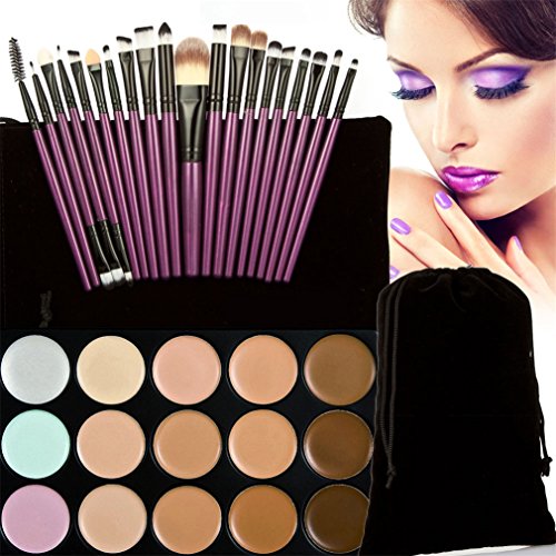 FantasyDay Professional 15 Colors Contour Kit Highlighting Face Cream Concealer Camouflage Makeup Palette + 20 Pieces Makeup Brush Set Make Up Tools #4