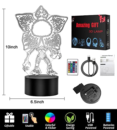 Bairuly 3D Night Light For Kids, 16 Colors Changes Night Lamp With Remote Control Room Decor, Gifts For Children Girls Boys #TOP3