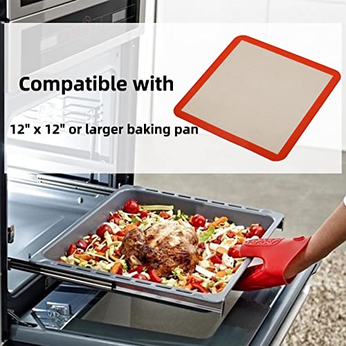Square Silicone Baking Mats For 12 Inch Cake Pan/12X12 Cheesecake Pan/Toaster Oven/Xl Air Fryer, 11.75"Square Food Grade Silicone Mat For Baking Sheet For Cake/Pastry/Torte/Pie, Non-Stick&Reusable2Pcs #TOP5