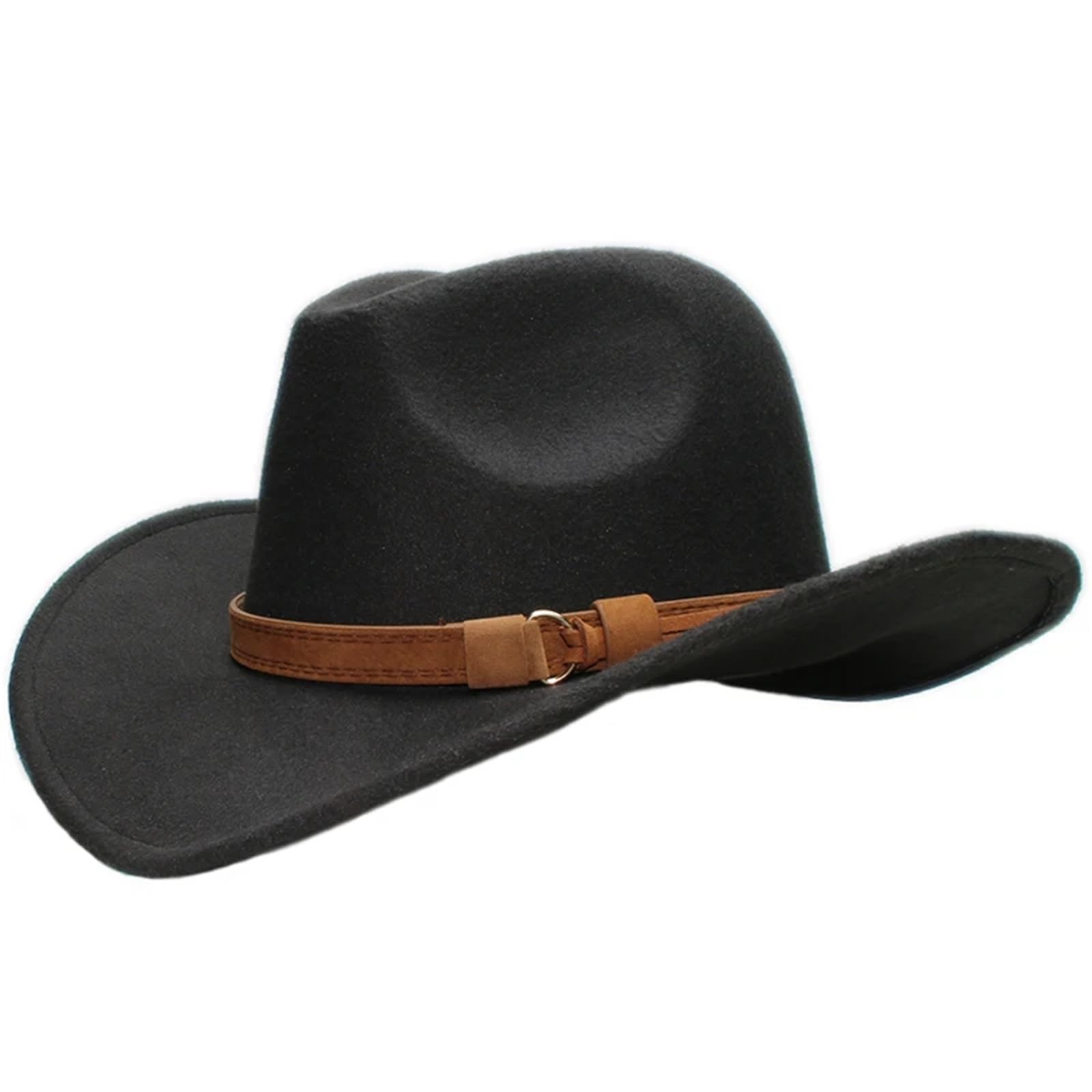 Cappello Cowboy Cappello da Cowboy a Tesa Larga Vintage da Donna Uomo/Bambino in Lana da Cowgirl 54-57-61 cm(Red,54cm)
