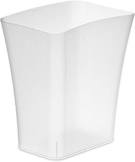 CLOROX Textura Slim Trash Can - 3.1 Gallon Small Waste Basket for Narrow Spaces - Skinny Plastic Garbage Bin for Bathroom, Bedroom, or Office, Clear Frost