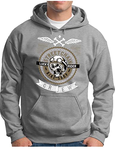 Sweat à capuche Homme Moto OM3 Gris mélangé XXXXL style biker