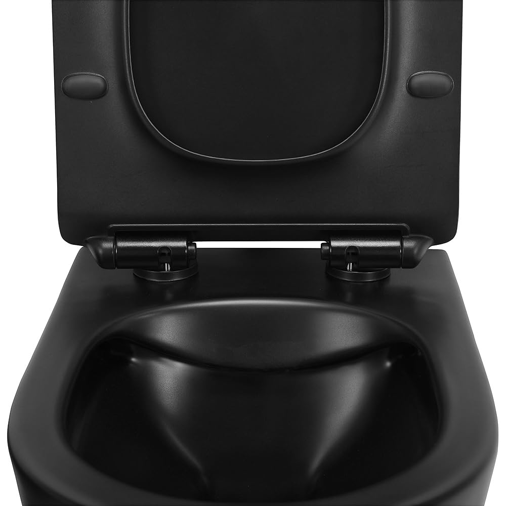 Copriwc Originale Ultraslim In Termoindurente Nero Opaco Con Chiusura Soft-Close E Sgancio Rapido – Sedile Wc Per Sanitari Tokyo