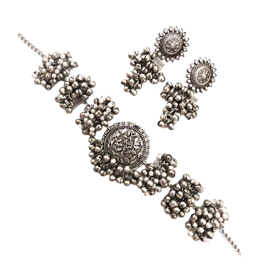 Just In Jewellery Oxidized Silver Color Ghunghroo Choker Necklace With Earings Jewellery Set For Girls & Women (B0BWTSYSYG) Amazon Price History, Amazon Price Tracker