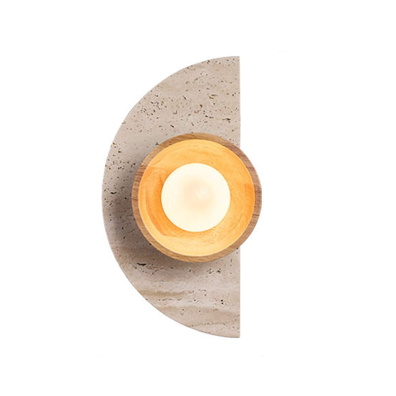 USMJQVZ Yellow Travertine Wall Sconce Wabi Sabi Minimalist Wood Wall Lamp With Natural Stone Lampshade Japanese Style Marble Lighting Fixture Modern Sconce Bedside Bedroom Living Room