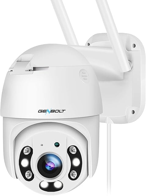 [DC&POE] Outdoor Security Camera WiFi, GENBOLT POE Floodlight CCTV Camera with Auto Cruise Tracking Human Detection Pan Tilt Home Surveillance IP Camera 1080P, Active Siren Alarm with Color Night View