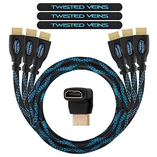 Twisted Veins HDMI Cable 6 ft, 3-Pack, Premium HDMI Cord Type High Speed with Ethernet, Supports HDMI 2.0b 4K 60hz HDR on Most Devices and May Only Support 4K 30hz on Some Devices