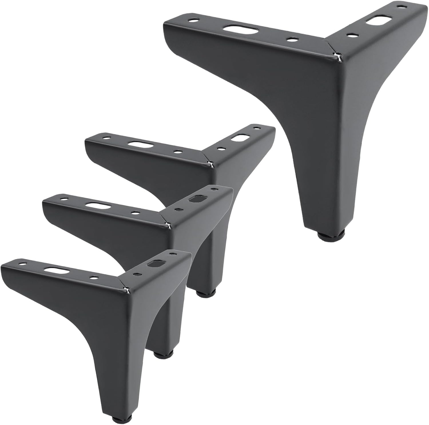 4 Inch Iron Furniture Legs, 4Pcs Matte Black Sofa Cabinet Couch Feet, Heavy-Duty Replacement Legs for Bed, Dresser, Chair, and DIY Furniture Projects