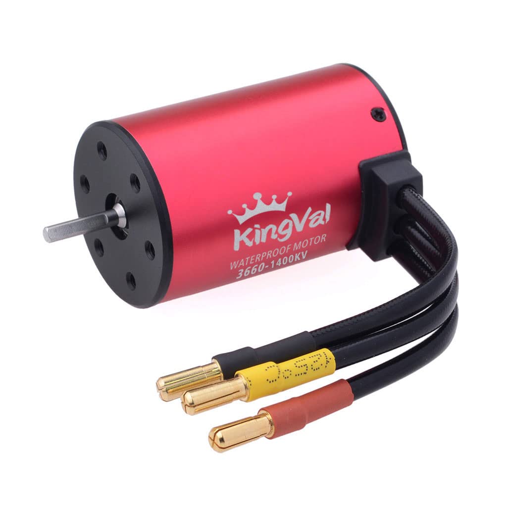 KingVal Replacement 3660 1400KV Waterproof Brushless Motor Shaft 3.175mm Compatible with 1/10 RC Car