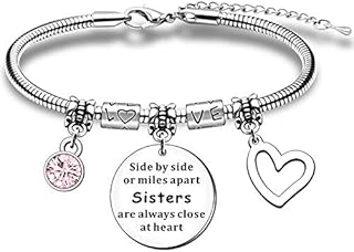 QMVMV Charm Love Heart Sister Bracelets Gifts For Women Girls Birthday Christmas Long Distance Jewelry Presents From Sisters
