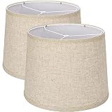 Lamp Shades Set of 2, Medium Lampshades 11.6" Top x 12.6" Bottom x 9.8" High, Drum Lampshades (Spide