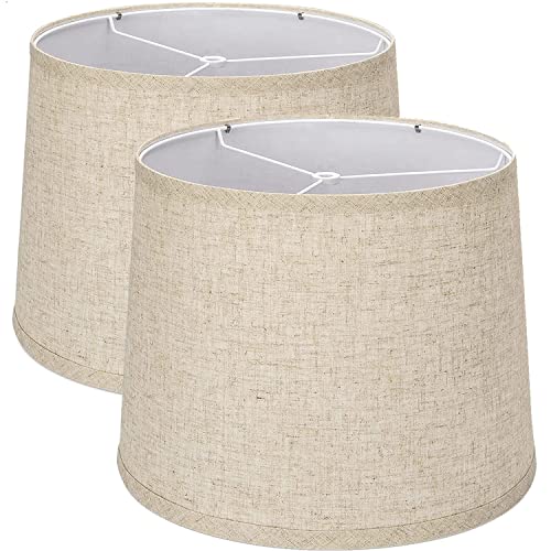 Lámparas De Mesa, Sports Juego de 2 pantallas de lámpara medianas, de 11.6 pulgadas, parte superior x 12.6 pulgadas, parte inferior x 9.8 pulgadas de alto, pantallas de tambor...