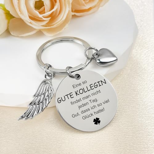 Happirra Beste Kollegin Geschenke, Schlüsselanhänger Schutzengel Glücksbringer, Abschied Lieblingskollegin Abschiedsgeschenk, Danke Geschenke für Arbeitskollegin Geburtstag Jobwechsel Neuer Job Rente