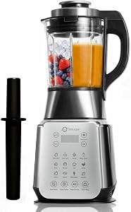Glass Blenders for Kitchen – Stainless Steel Professional Blender for Smoothies 1500W Motor, Food Processor Combo 9 Adjustable Speeds, 14 Preset Programs, BPA-Free Glass Jar blender, Nut Milk, Soups