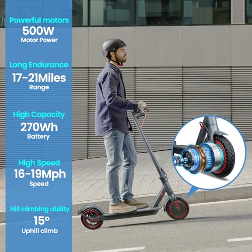 Electric Scooter, 500W Motor 16/19MPH Top Speed Escooter, with Acc Cruise Control/Dual Braking System E Scooter for Adults - Thumbnail 2