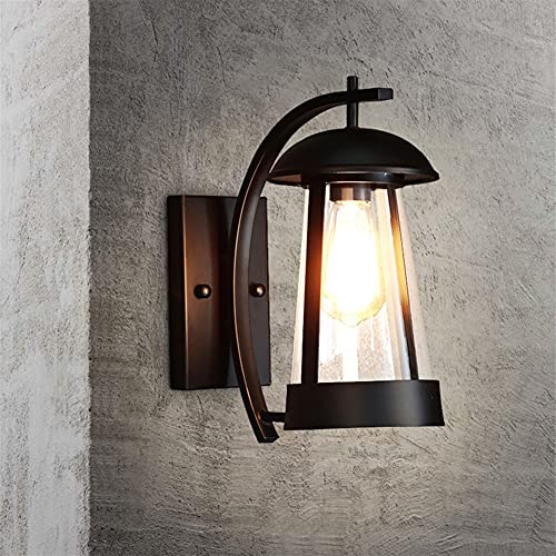 Lanterne extérieure LED noire MESKEL de 30 cm étanche avec support mural en verre - 4