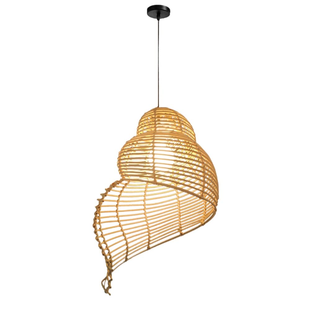 LYMSXAZOU Natural Lantern Pendant Lamp Creative Spherical Hanging Light Hand-Woven Rattan Chandelier Cafe Decoration Lighting Fixture Retro E27 Chandeliers For Farmhouse Dining Room Kitchen