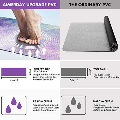 Aimerday Premium Print Yoga Mat For Women Non Slip Exercise Mat With Carrying Strap & Mat Bag, 1/4" Extra Thick High Density Eco Friendly Large Yoga Mats For Fitness, Pilates & Home Floor Workout #TOP5