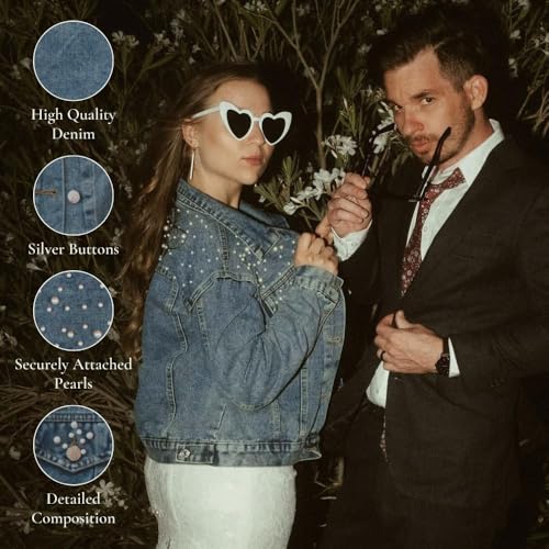 Bride Jean Jacket For Wedding, Customized Pearl Denim Bridal Jacket4