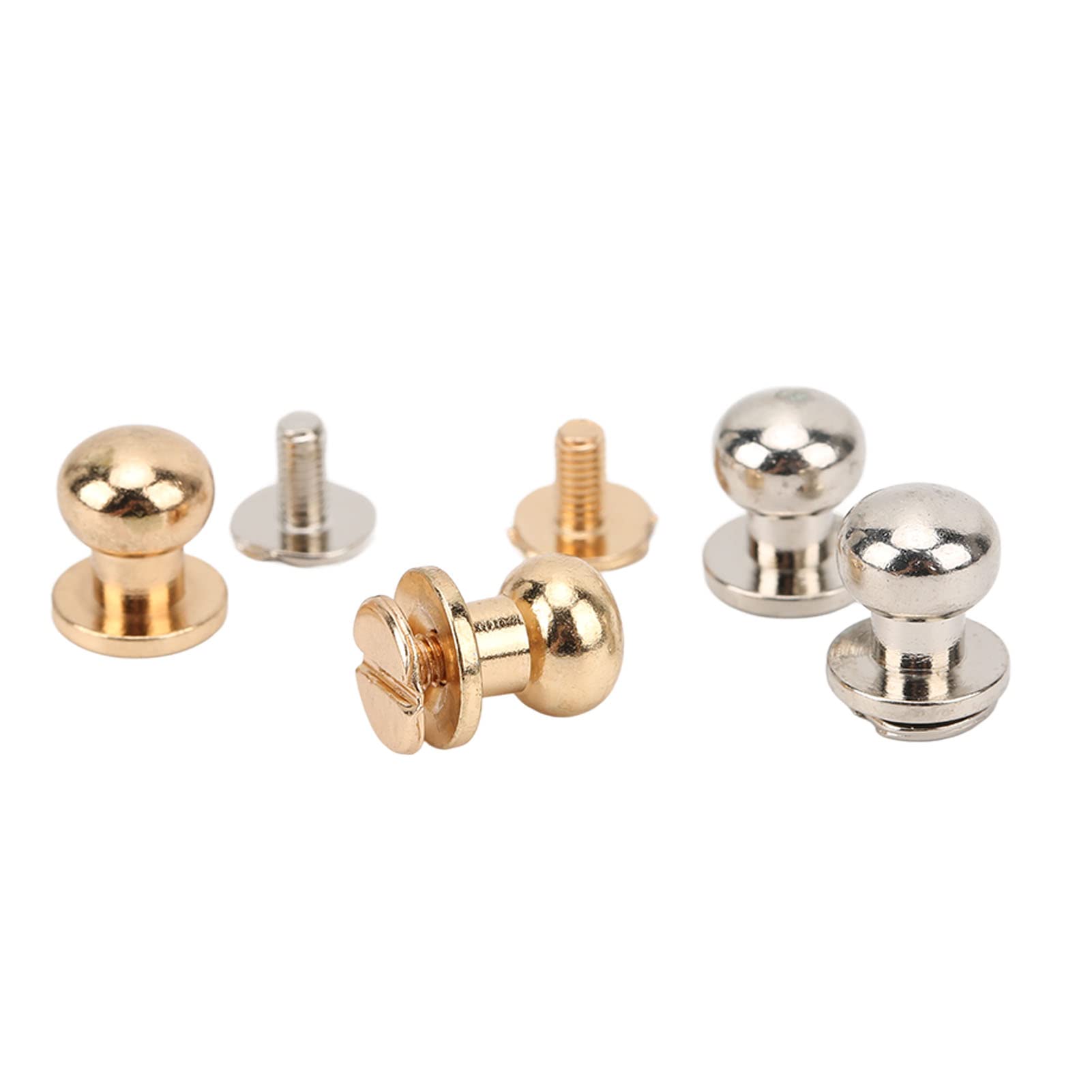 200 juegos de remaches monje de 9 x 8 mm, ligeros, de cobre puro, con cabeza redonda, para manualidades en cuero, ropa, zapatos y bolsos; remaches decorativos de metal con acabado (Oro Plata)