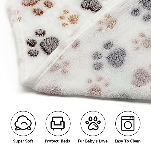 Image of SORKUT 1 Pack 3 Puppy Dog Blankets Super Soft Warm Sleep Mat Fluffy Premium Fleece Pet Blanket Flannel Throw for Dog Puppy Cat - Paw Print Beige /Pink /Brown Large(40 inchx30 inch)
