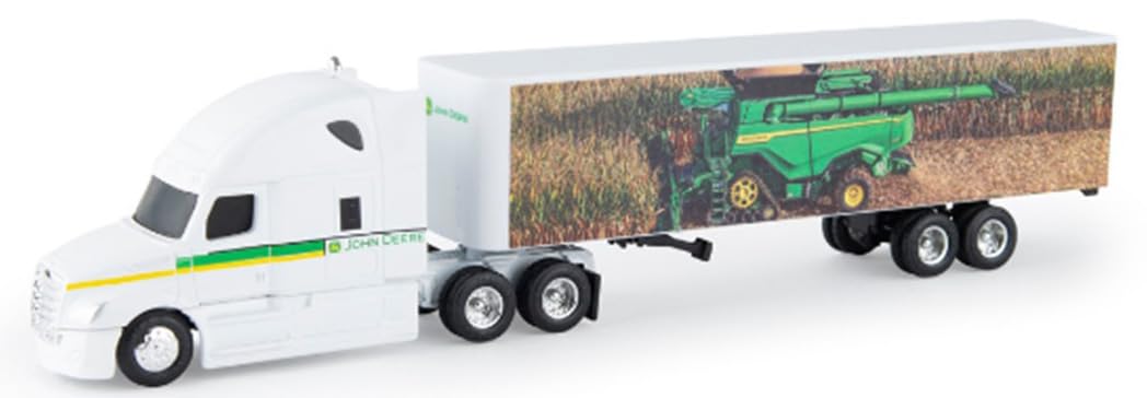 John Deere 1/64 Scale Freightliner Semi with X9 Combine Graphics Trailer