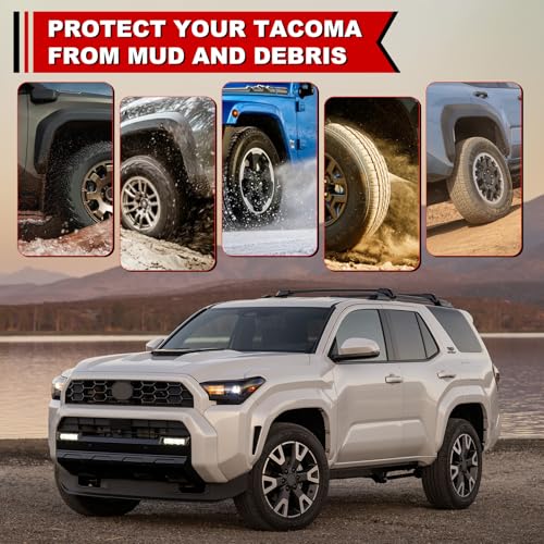 Image of Wide Design Mud Flaps for 2025 2026 Toyota 4Runner, Extended TPE Splash Guards, Protects Against Mud, Rocks, and Debris, Front & Rear Fender Liner (4PCS)