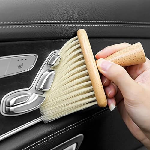 High Density Ultra Soft Detail Brush Kit - Automotive Interior Cleaning Tool with Soft Hair, Wooden Handle, Deep Cleaning for Keyboards, Laptop, Sofa 