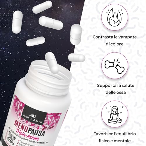 Integratore Menopausa Completo con Probiotici e Frutti Rossi, NUOVA FORMULA DA RICERCATRICI ITALIANE, Equilibrio Vaginale e Intestinale, Vampate di Calore, Controllo del Peso - 60 Capsule 2 Mesi - 2