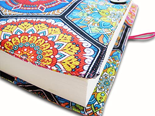 Book Sleeve Cover For Novel, Ottoman Ethnic Pink Pattern, Hard Books Cover For Paperback, Washable Fabric, Book Protector- Padded, Book Case Cover For Adult 5.5 X 8.2 X 1.6 #TOP4