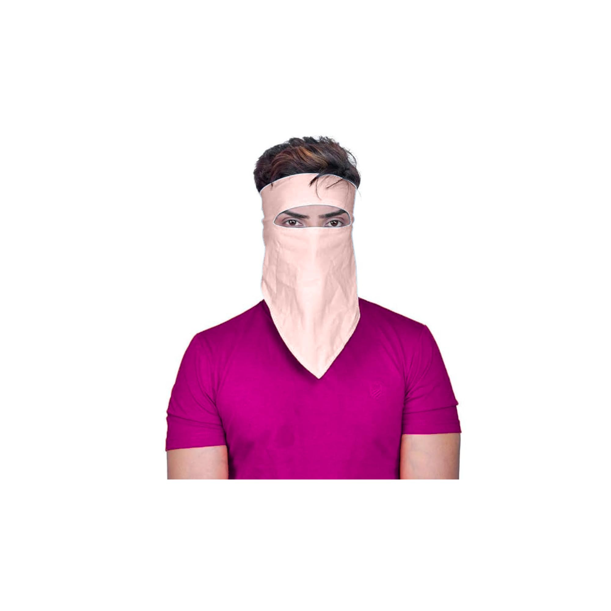 Double Cotton Fabric Reusable, Washable, Durable Rumal Full Face Mask For Bikers, Dust UV Sun Protection And Respirator Pollution (Beige)-image-29