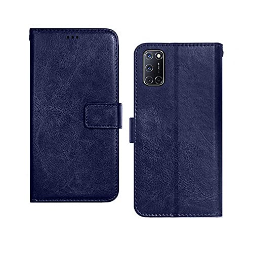 Image of Inside Rubber TPU with Card Pockets Magnetic Closure Protection Compatible with Oppo A72, CPH2067 (Blue)