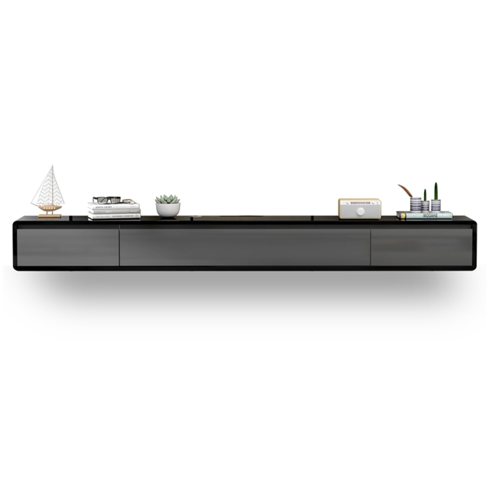 Console multimédia moderne pour salon étagère murale flottante en bois meuble TV blanc 180 cm