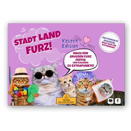 Preisvergleich Produktbild Stadt Land Furz Katzen Edition / Reisespiele / DIN A4 / Familienspiel / Geburtstagsgeschenk / Stadt Land Fluss / Spielabend