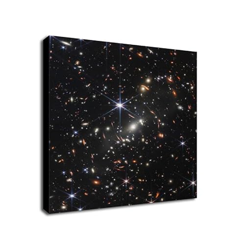 Deep Field - NASA - James Webb Space Telescope - Space Wall Art - Wrapped Framed Canvas Wall Art (24 x 24 inch / 61cm x 61 cm)