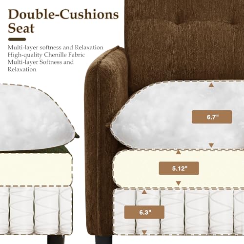 Sillón Chenille Marrón Extra Ancho Plegable miniatura 4