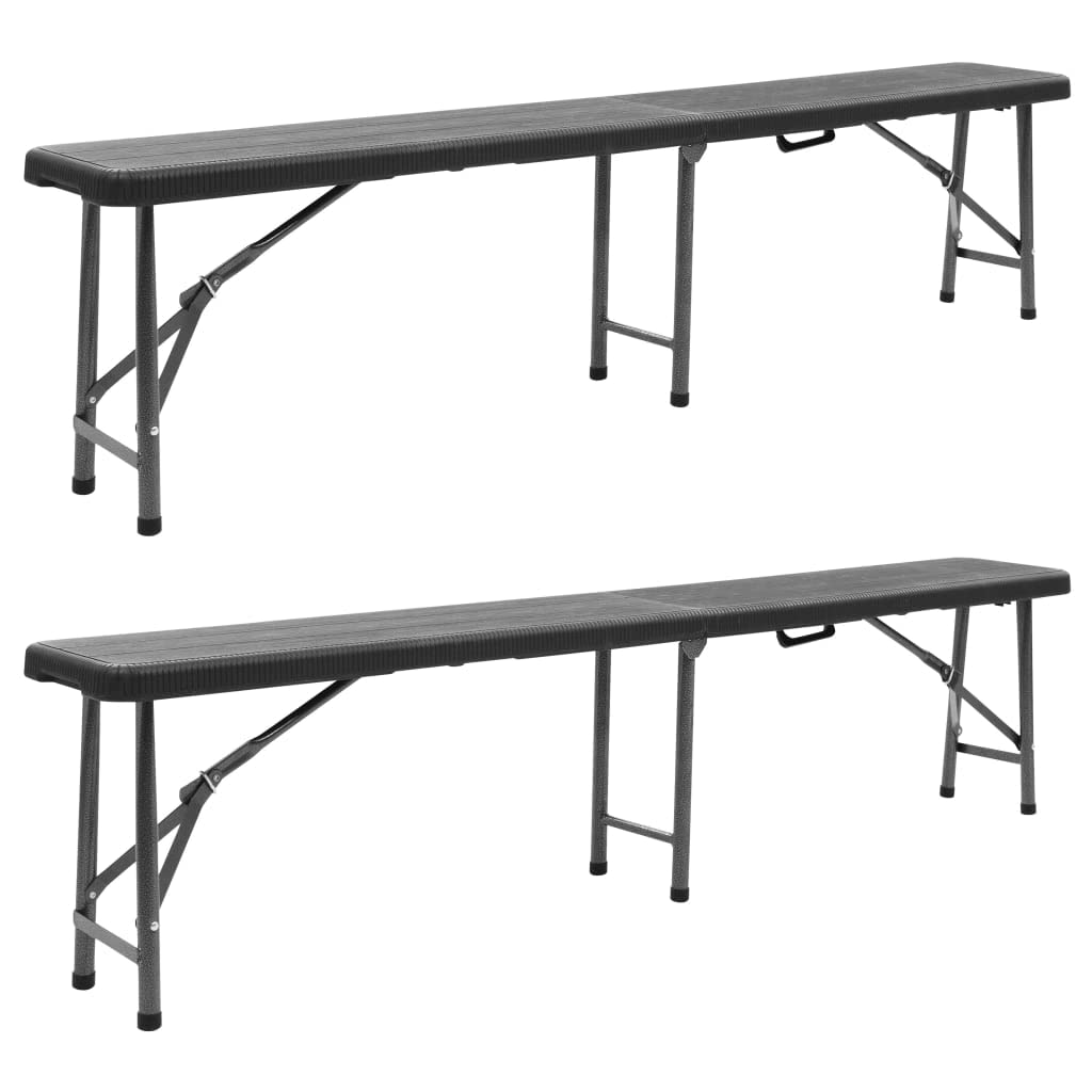 Lot de 2 bancs de camping pliables en polyéthylène haute densité - 180 cm - Pour jardin, camping, pique-nique