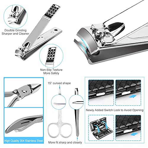 Set manicure 19 in 1 in acciaio inox strumenti per...