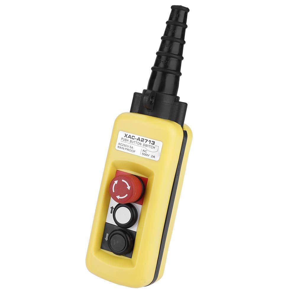 Kafuty Interrupteur de Commande de Levage de Grue XAC-A2713 Haut-Bas 2 Boutons avec Commutateur avec Arrêt d'urgence Station de Commande de Suspension de Grue