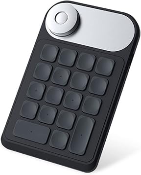 Mini Keydial Keyboard, 2.4 GHz Wireless One Handed Shortcut Keys Programmable Keypad with 18 Customizable Keys, 1200 MAh Battery, for Drawing, Illustration, Video, Designer