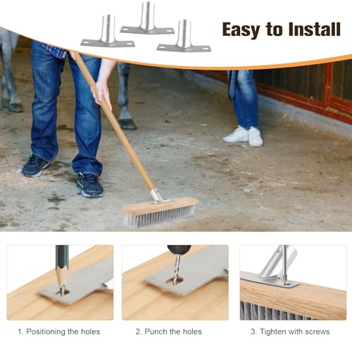 3 Stück Besenstiel Halterung Stabil Metallstielhalter Φ28 mm Metall Stielhalter für Besen, Verzinkt Stielhalter Metallhalter mit Schrauben & Schraubendreher Besenstielhalterung für Besenstiele