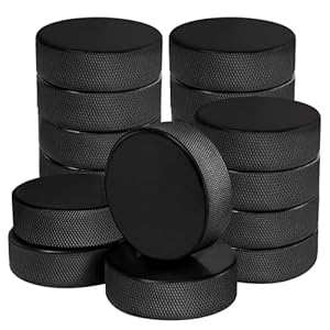 18 Pack Ice Hockey Pucks with 3 Reusable Mesh Bag, Official Regulation, Diameter 3″, Thickness 1″, 6oz, Black