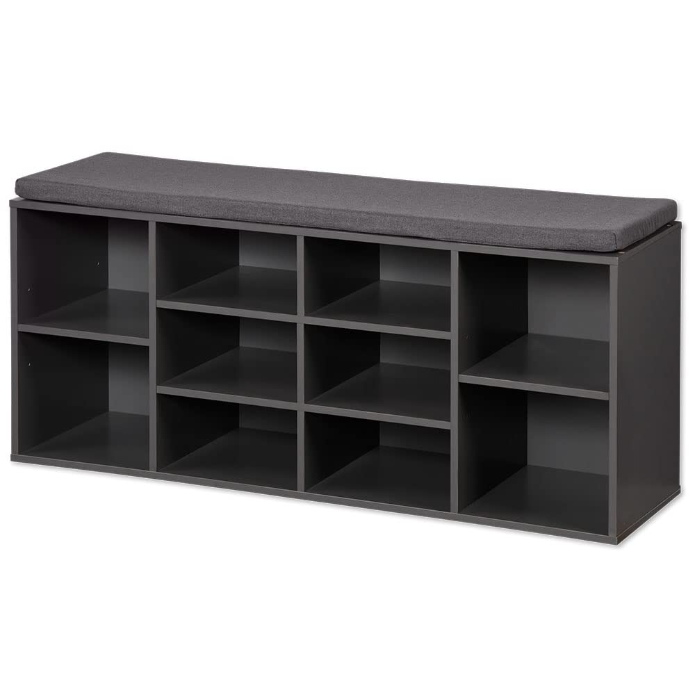 Kesper Schuhschrank mit Sitzkissen, Material: Faserplatte, Maße: B103,5 x H48 cm x L29,5 cm, Farbe: Grau 15923 13