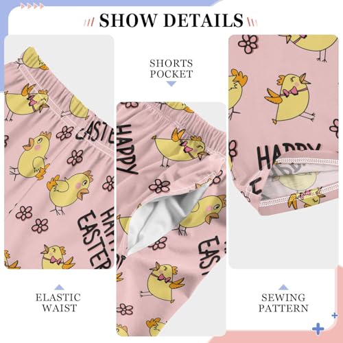 ZZXXB Happy Easter Chicken Boys Long Pants Soft Trousers Elastic Waist Kids Lounge Bottoms with Pockets S-XL4