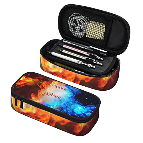 Mushroom068 Grande trousse à crayons avec compartiment pour stylo de rugby de pompier, trousse multifonction pour garçons et hommes, baseball, Taille unique, Baseball