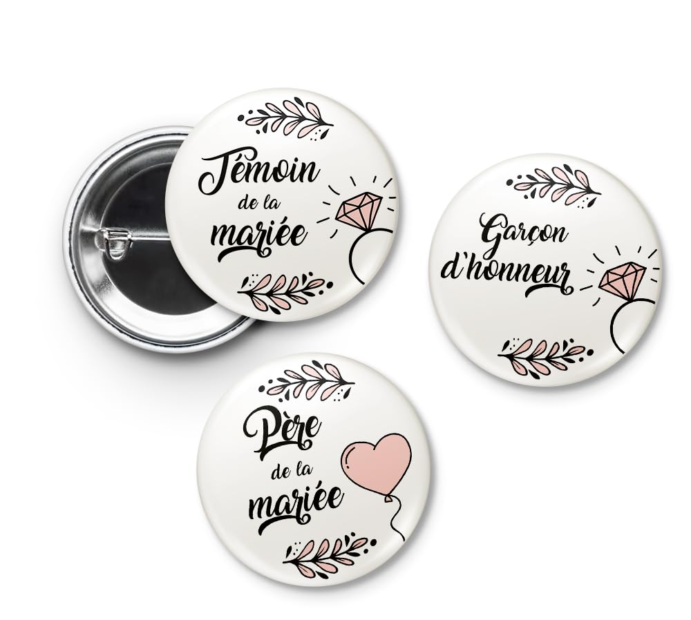 Badges de mariage pour témoins et famille, invités